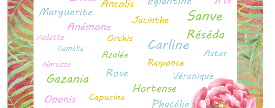 Des jolies fleurs, une planche à télécharger pour choisir le prénom de bébé