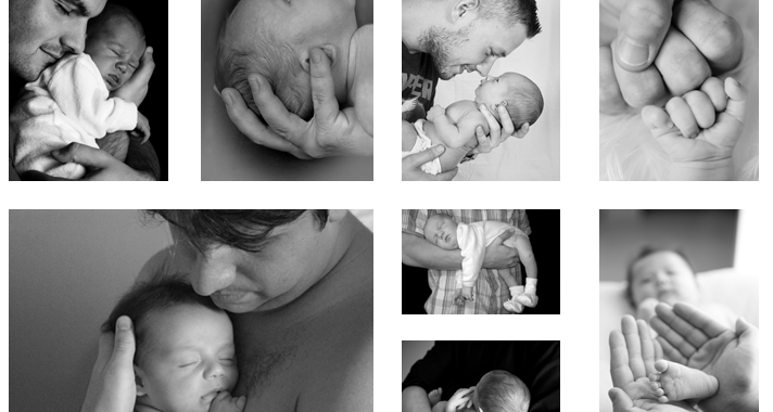 bébé et son père dans de magnifiques photos en noir et blanc
