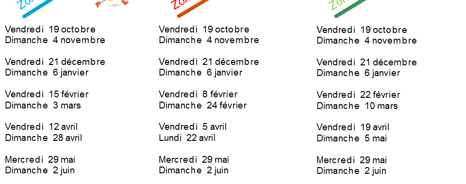 Calendrier des vacances scolaires 2019 à imprimer